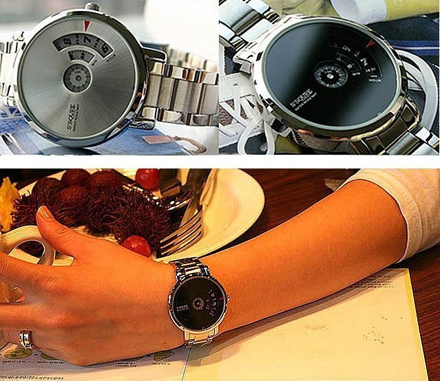 韩国明星-SQURE时加达个性时尚转盘手表(男女均可)(已售完)|韩国饰品批发|银饰批发|银饰品